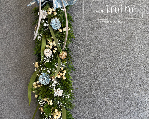 新作【クリスマス】プリザーブドフラワーガーランド BLUE リース