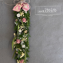 新作【クリスマス】プリザーブドフラワーガーランド BLUE リース