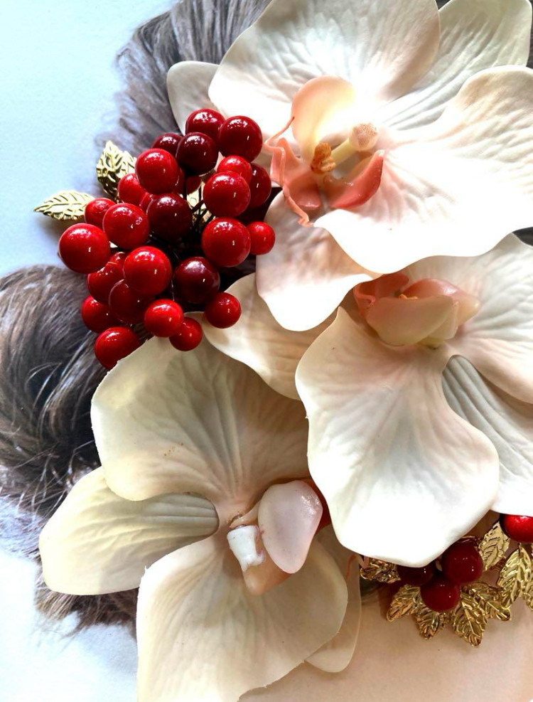 ベビーピンク胡蝶蘭　花嫁髪飾り　振袖　謝恩会　成人式　ブライダルヘア