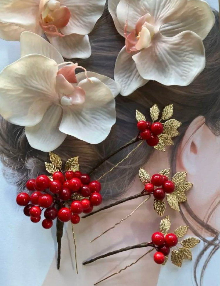 ピンクパープル胡蝶蘭　花嫁ヘア　成人式　謝恩会　ブライダル　打掛髪飾り