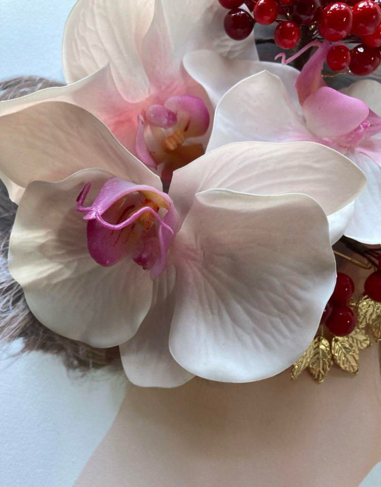 ピンクパープル胡蝶蘭　花嫁ヘア　成人式　謝恩会　ブライダル　打掛髪飾り