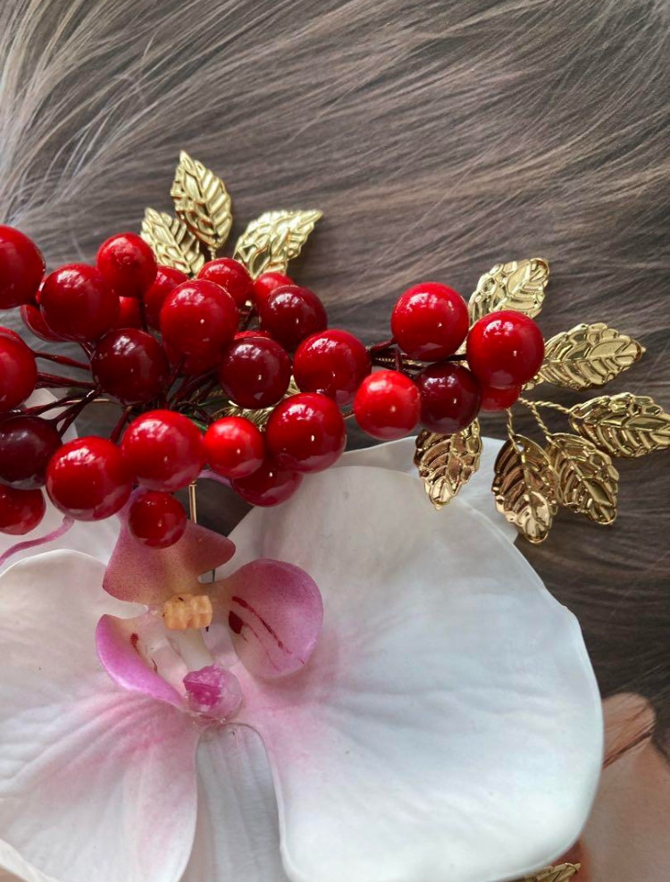 ピンクパープル胡蝶蘭　花嫁ヘア　成人式　謝恩会　ブライダル　打掛髪飾り