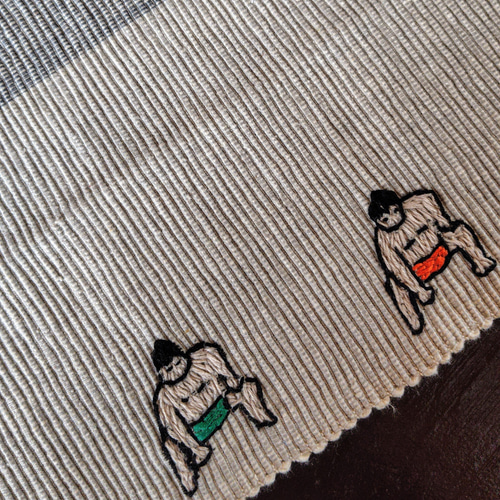 お相撲さんの手刺繍ランチョンマット ランチョンマット スワン工房