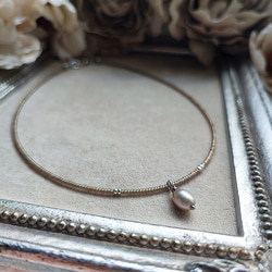 シルバーグレー色淡水パールの上品なチョーカーネックレス 7枚目の画像