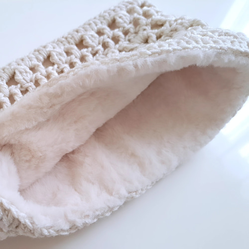 暖かい♡クロシェ編みネックウォーマー【アイボリー】 ネック