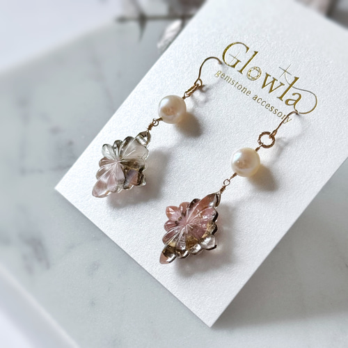 ピンクオパールとK10箔の高品質トリプレットクリスタルローゼンジ