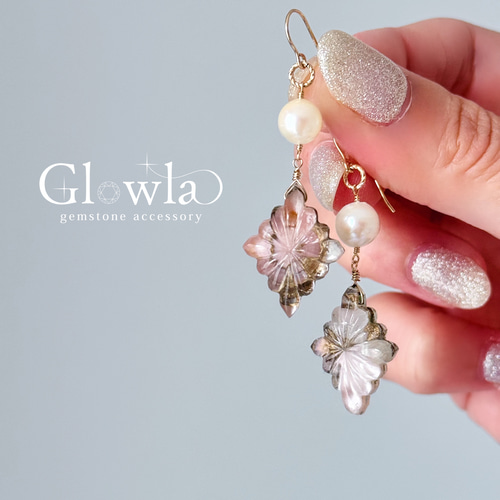 ピンクオパールとK10箔の高品質トリプレットクリスタルローゼンジ