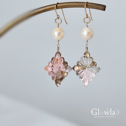 ピンクオパールとK10箔の高品質トリプレットクリスタルローゼンジ