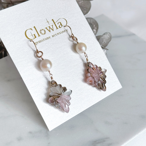 ピンクオパールとK10箔の高品質トリプレットクリスタルローゼンジ