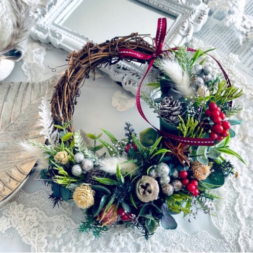 ⌘ クリスマスリース ⌘ 35cm 森のクリスマスリース 【 受注製作