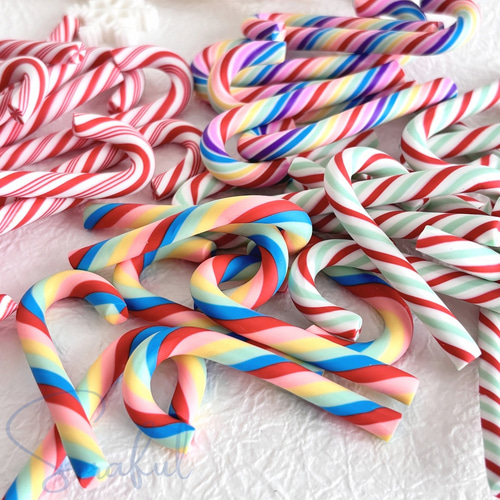 4個】キャンディーケーン クリスマス キャンディケイン【デコパーツ】D