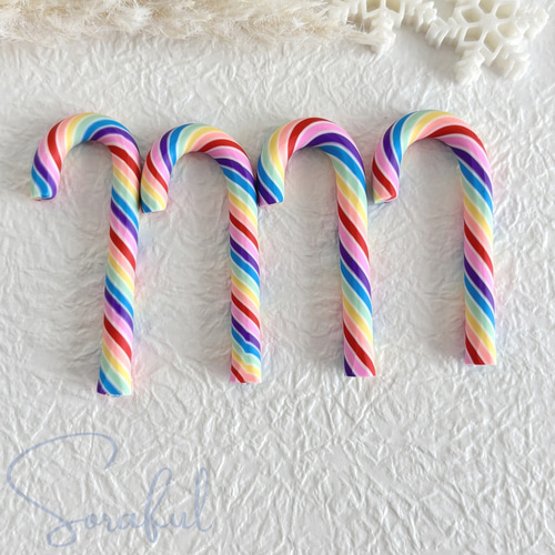 4個】キャンディーケーン クリスマス キャンディケイン【デコパーツ】D