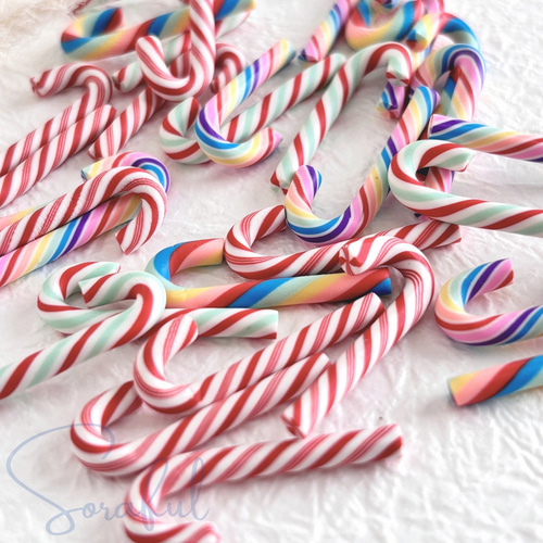 4個】キャンディーケーン クリスマス キャンディケイン【デコパーツ】D