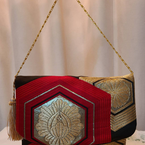 クリスマス限定]和風模様シルク着物帯の2waysクラッチバッグ クラッチ