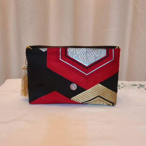 クリスマス限定]和風模様シルク着物帯の2waysクラッチバッグ クラッチ