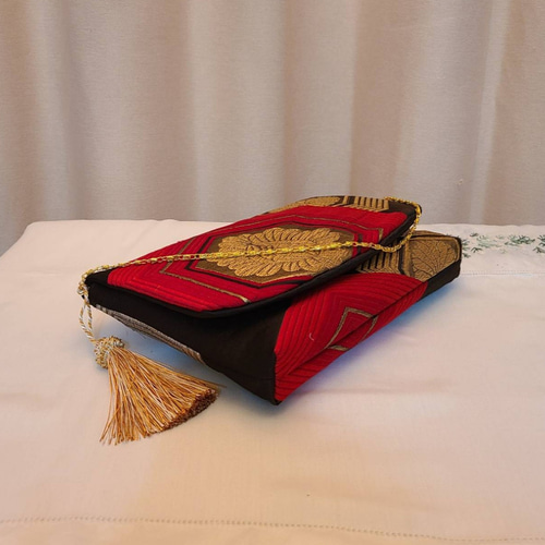 クリスマス限定]和風模様シルク着物帯の2waysクラッチバッグ クラッチ