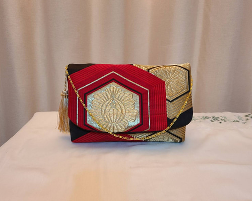 クリスマス限定]和風模様シルク着物帯の2waysクラッチバッグ クラッチ