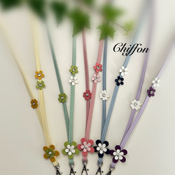 New！ネックストラップ キラキラフラワー / ニュアンスカラー5色 携帯