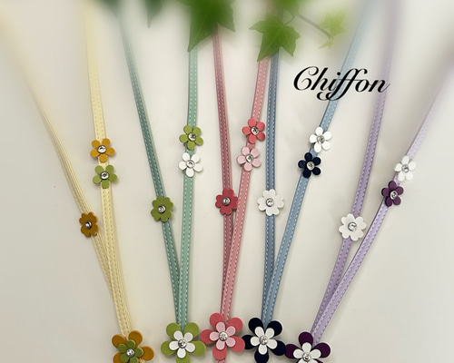 新品未使用　ハナハナ　ジュエリーストラップ New！ネックストラップ キラキラフラワー / ニュアンスカラー5色 携帯