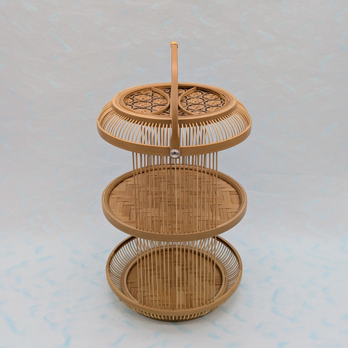 駿河竹細工 アフタヌーンティースタンド 卓上スタンド 飾り棚 テーブル