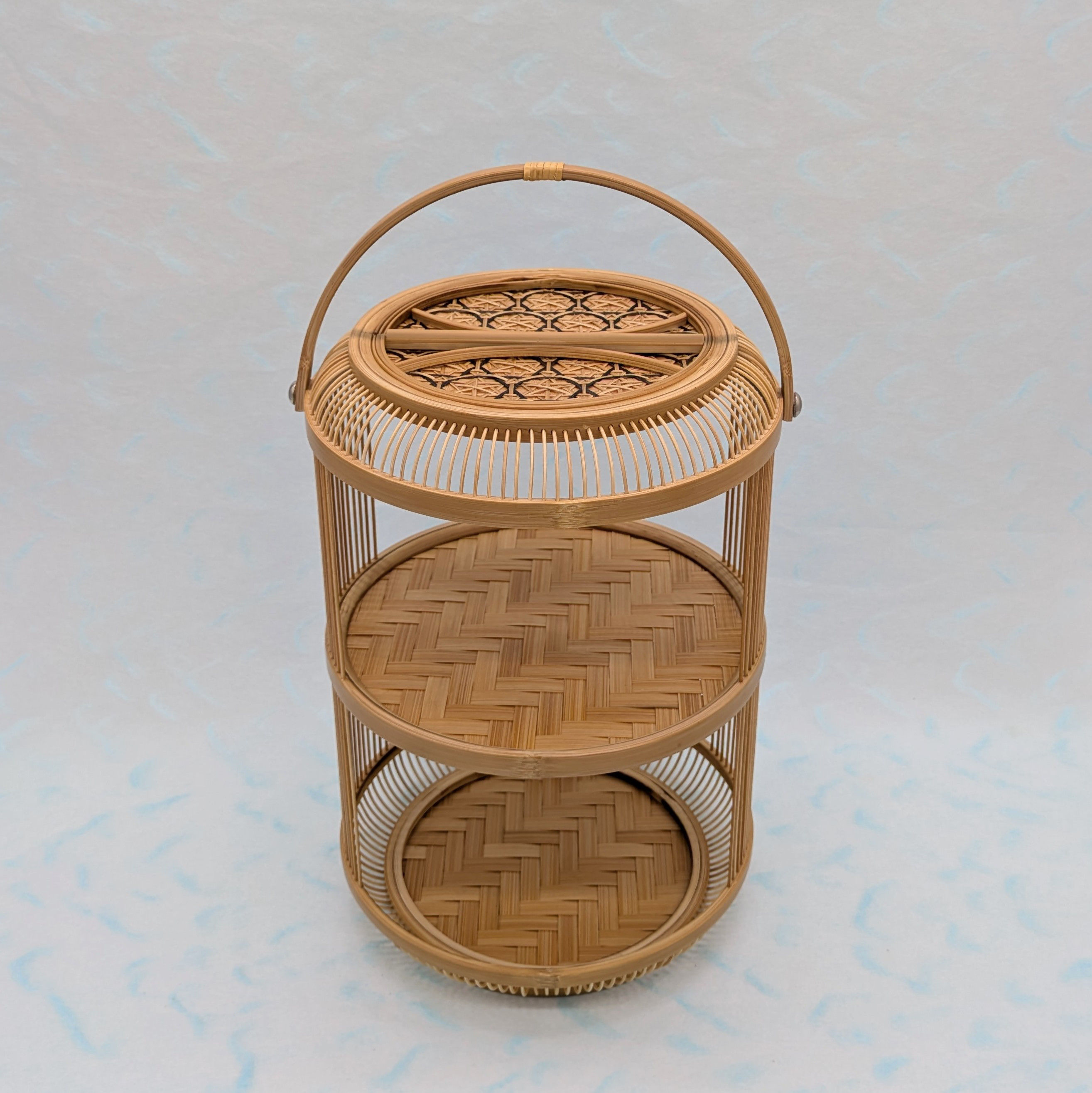 No.64 花台 懸崖卓 竹細工卓 夏飾り卓 盆栽飾り卓 盆栽飾り台 「