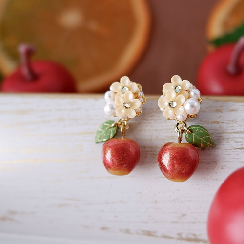 風鈴風にゃんこ♡薔薇といちごミルクキャンディー マーブル ピアス/イヤリング★ d6bd6fcb2653c78561158d173d562e
