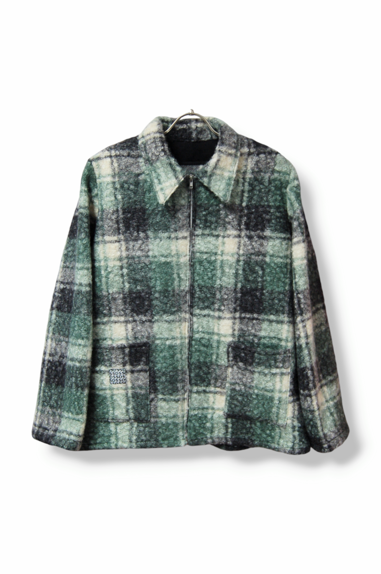 タータンチェック　カーリーボアジャケット