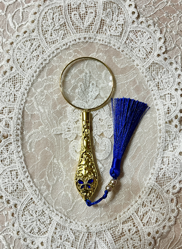 ジュエリールーペ　おしゃれ　ルーペ　エレガント　拡大鏡　アンティーク　ビジュー  パール　ハンドルーペ　金色　銀色 7枚目の画像