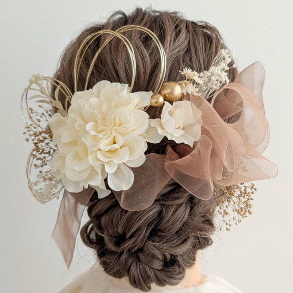 髪飾り ドライフラワー リボン 水引 成人式 卒業式 結婚式 七五三