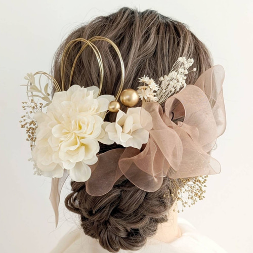 髪飾り ドライフラワー リボン 水引 成人式 卒業式 結婚式 七五三