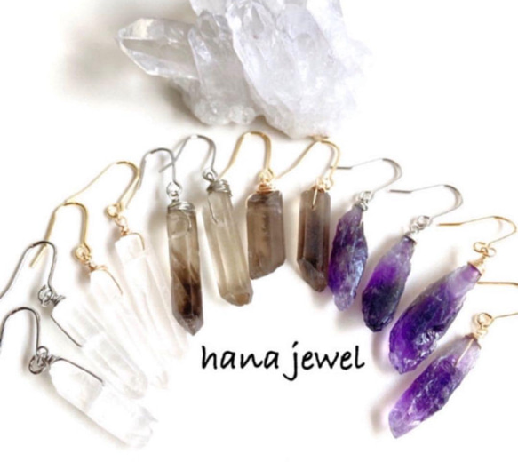 天然石アメジスト3連チェーンピアス/イヤリング 9枚目の画像