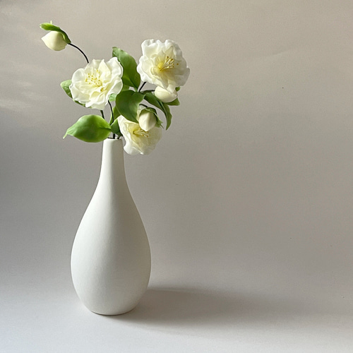 ふんわり透ける 粘土のクリスマスローズ アートフラワー frostedflower