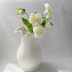 ふんわり透ける 粘土のクリスマスローズ アートフラワー frostedflower