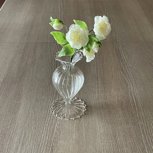 ふんわり透ける 粘土のクリスマスローズ アートフラワー frostedflower