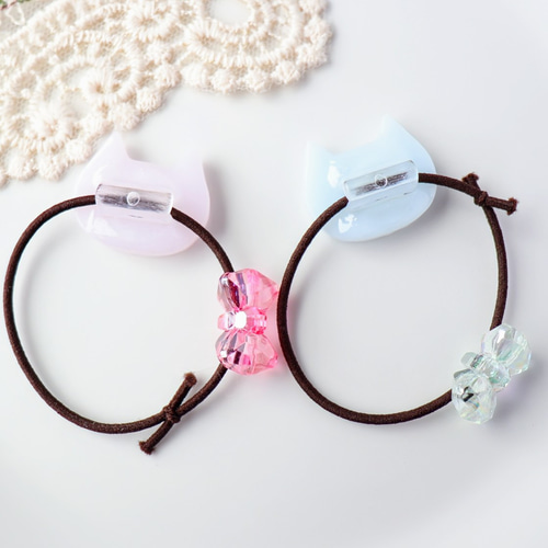 レジン☆ネコモチーフ ピンク系  ヘアゴム  ハンドメイド レジン☆ネコモチーフ ピンク系 ヘアゴム ハンドメイド