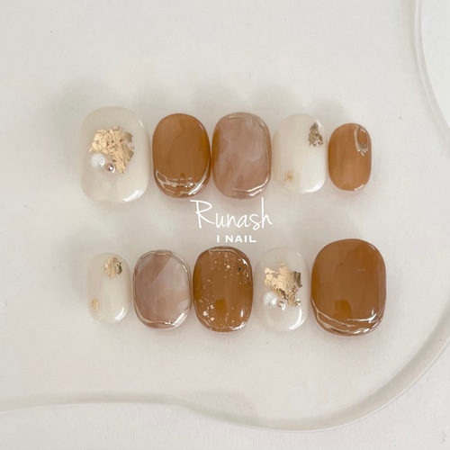 キャメル×箔 ネイルチップ ネイルチップ（つけ爪） Runash I NAIL 通販