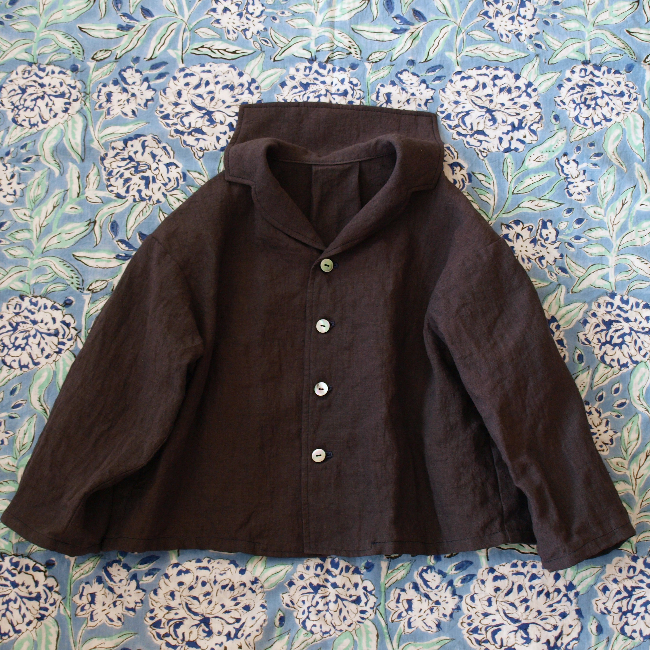 LINEN 開衿セーラーカラーシャツ *ネイビー* size 80～110