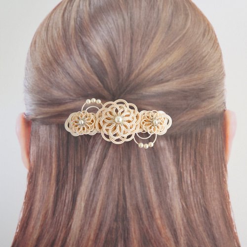 ⌘あわじかけ⌘ 水引アクセサリー 水引バレッタ 髪飾り バレッタ