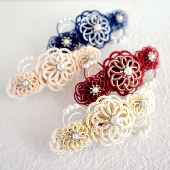 ⌘あわじかけ⌘ 水引アクセサリー 水引バレッタ 髪飾り バレッタ