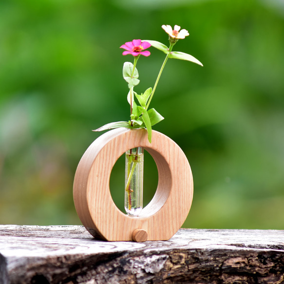 木製・一輪挿し・丸型・白(品番001-0360) 一輪挿し・花瓶・花器