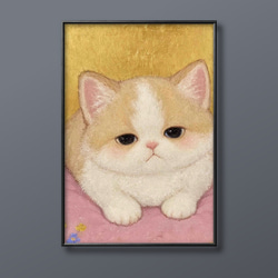 絵画。原画【椅子でぼんやりしている橘猫】 絵画。原画【椅子でぼんやりしている橘猫】