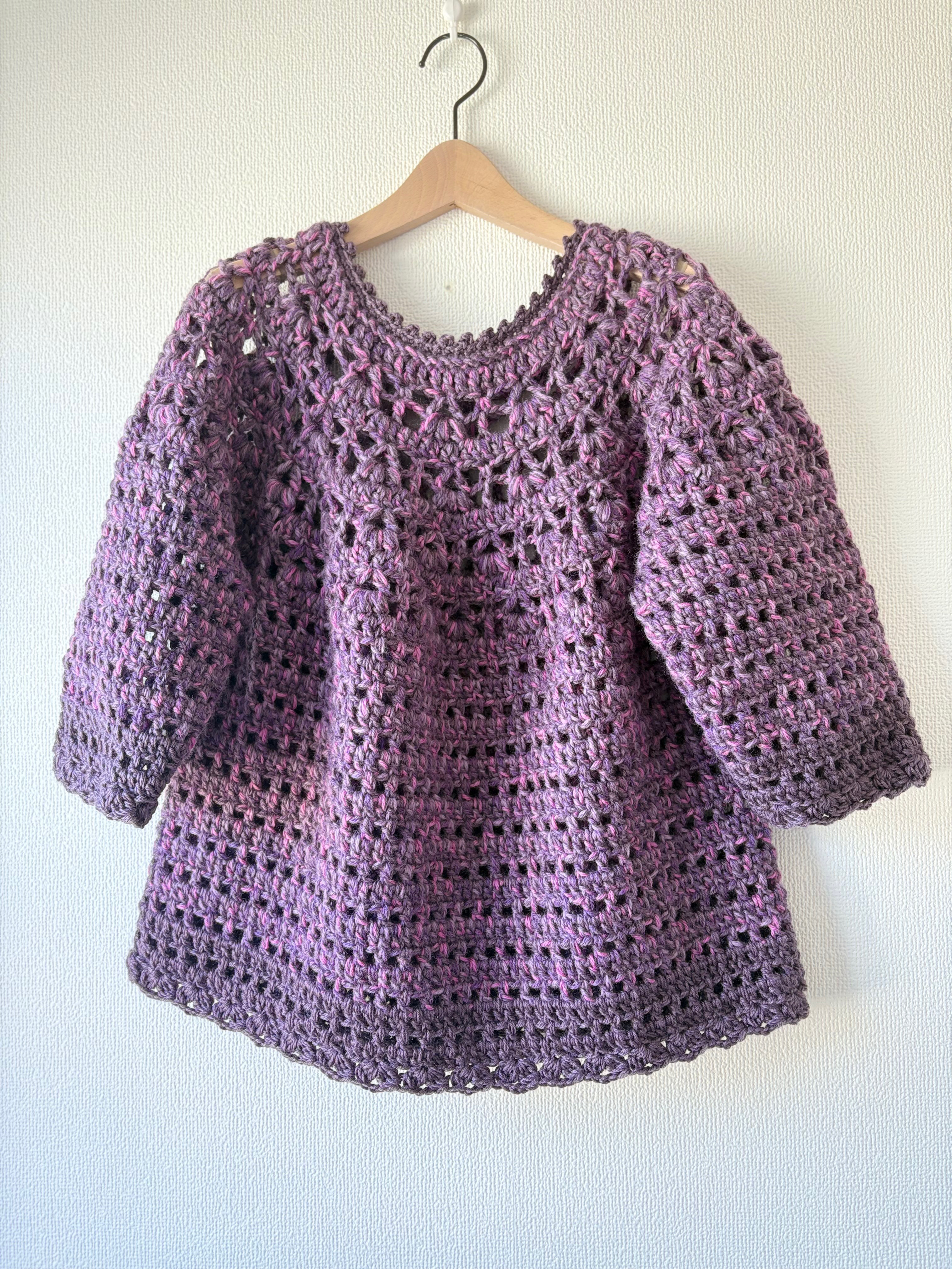 ☆handmade☆手編み ピンク・紫‪ バルーン型ニット