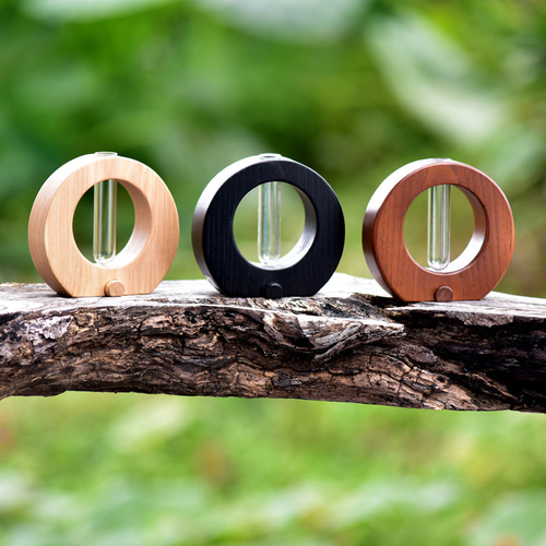 木製・一輪挿し・丸型・茶(品番001-0362) 一輪挿し・花瓶・花器 工人舎