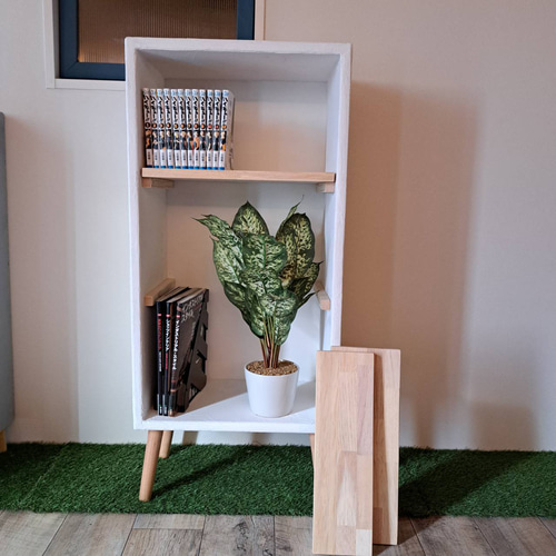 漆喰調ホワイトラック（サイズ変更可） 本棚・絵本棚・マガジンラック