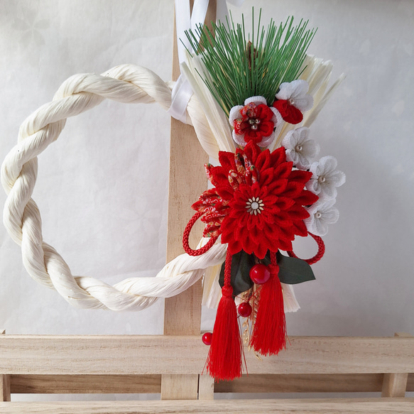 つまみ細工 正月飾り しめ縄飾り ① つまみ細工しめ縄正月飾り しめ縄・しめ飾り RenRen 通販 18488688