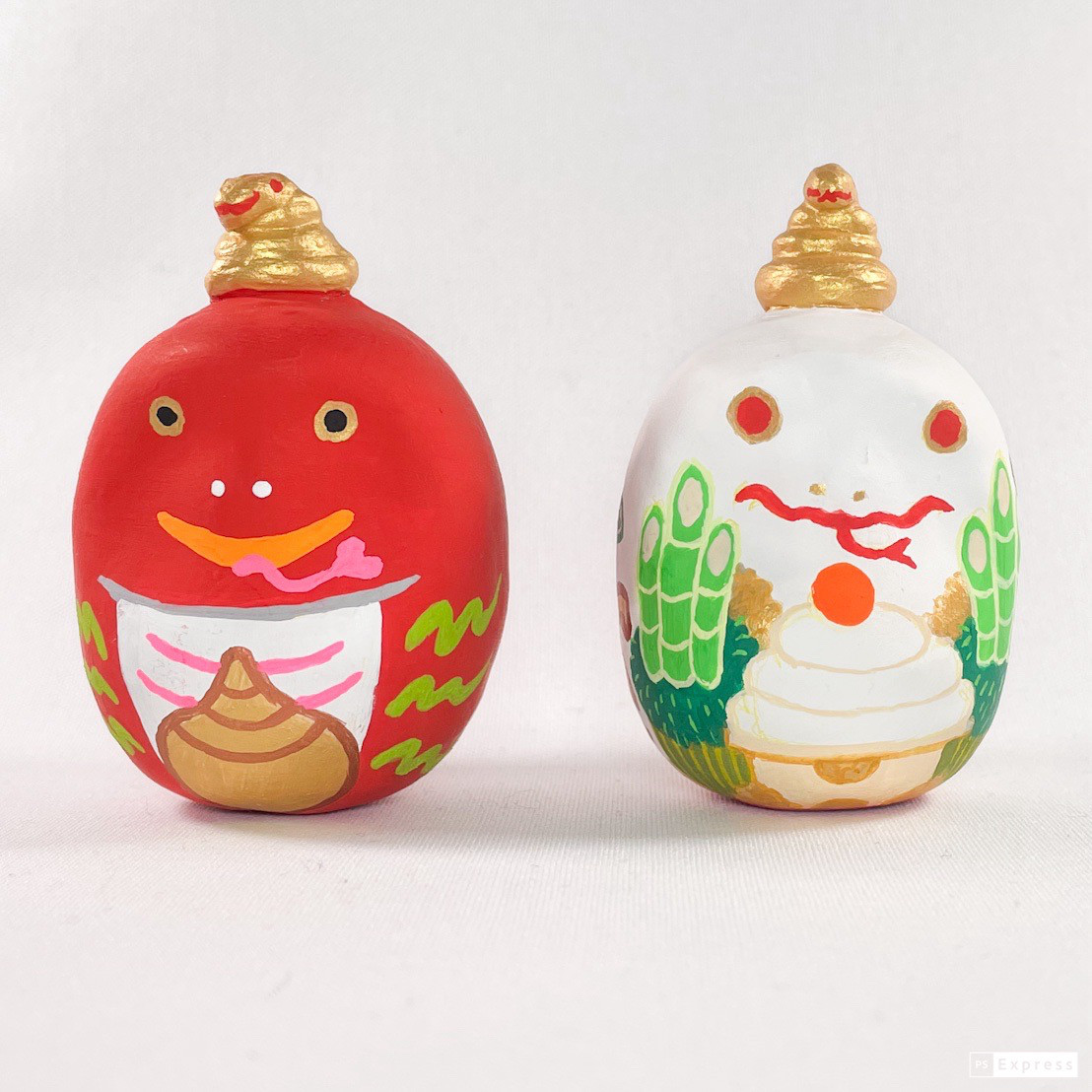 【Creema限定】干支だるま　招福運 巳 (紅白) セット｜アート だるま 干支小物 縁起物