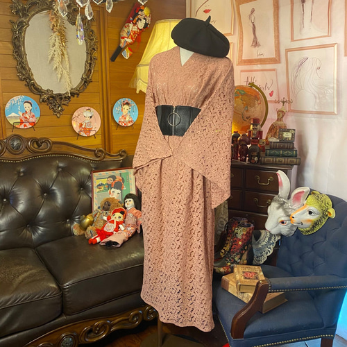 ヴィンテージ レトロ ハンドメイド カットワーク 花柄 総柄