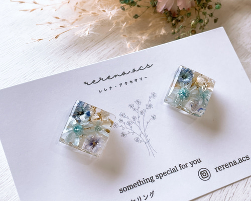 313 ピアス レジン レジンアクセサリー ドライフラワー お花