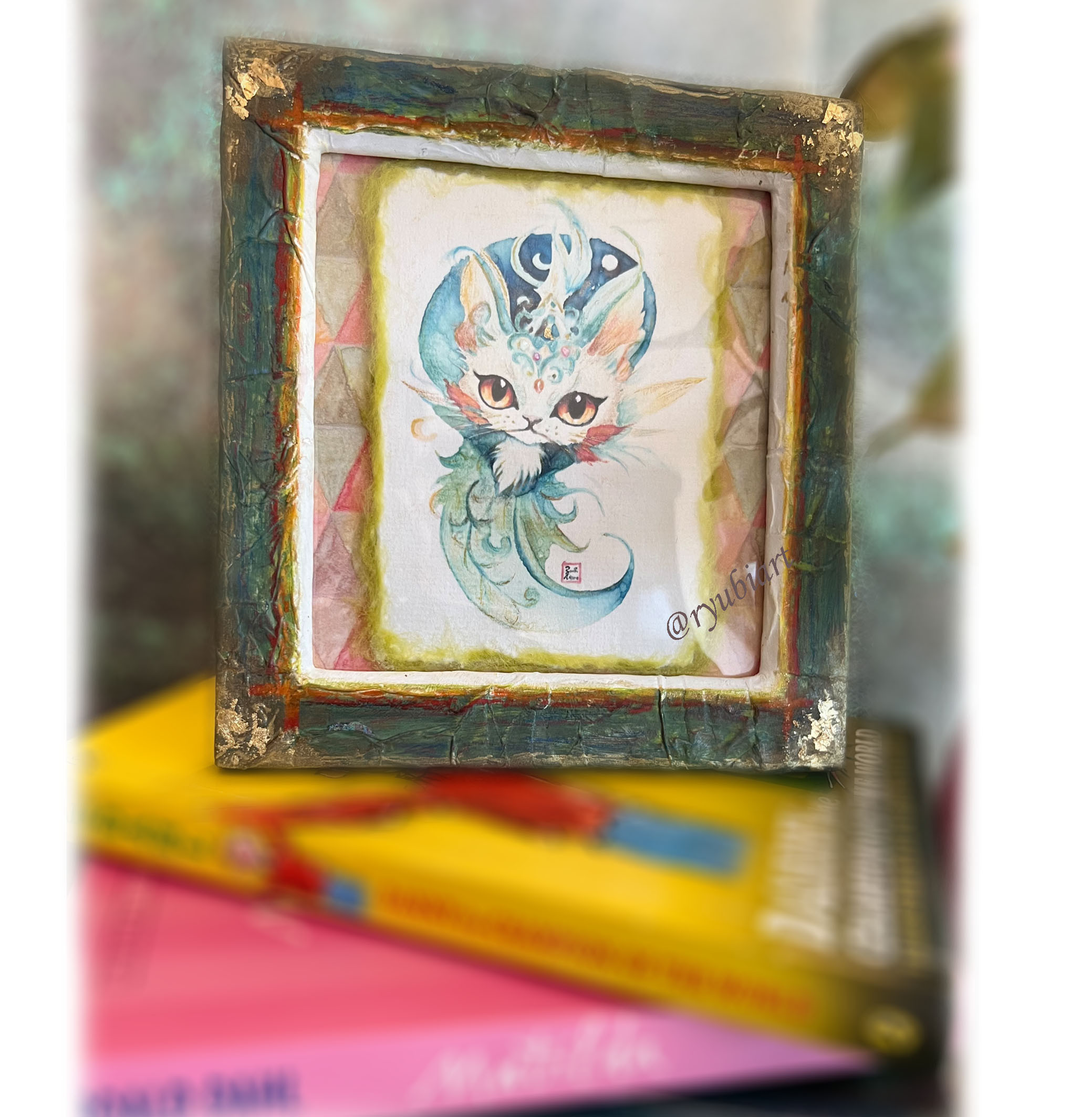 リ*ー様 原画　招き猫　送料込み　SM　縁起物　動物画　絵画　アクリル　現代アー