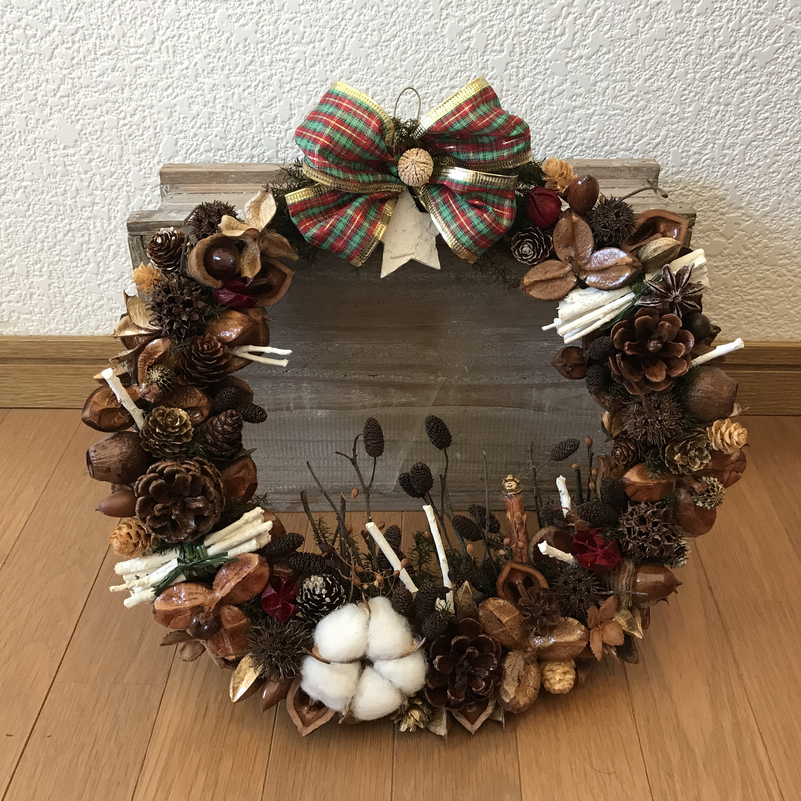 《超早割》北欧の森のシックでアンティークなクリスマスリース31cm（15000－13000＊1点限定）